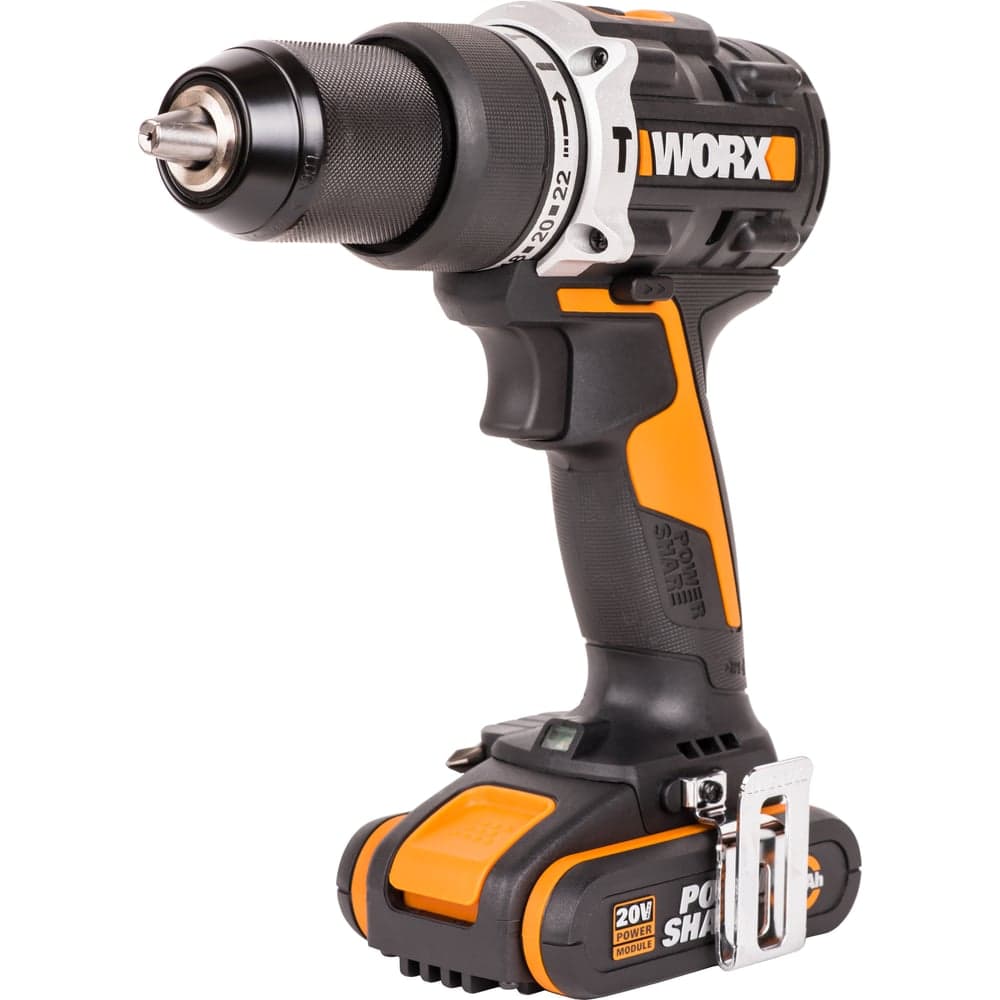 Ударная аккумуляторная дрель-шуруповерт WORX 60 Нм, 20 В, бесщеточная, 2 Ач x 2, ЗУ 2 А, кейс WX352 — фото 2