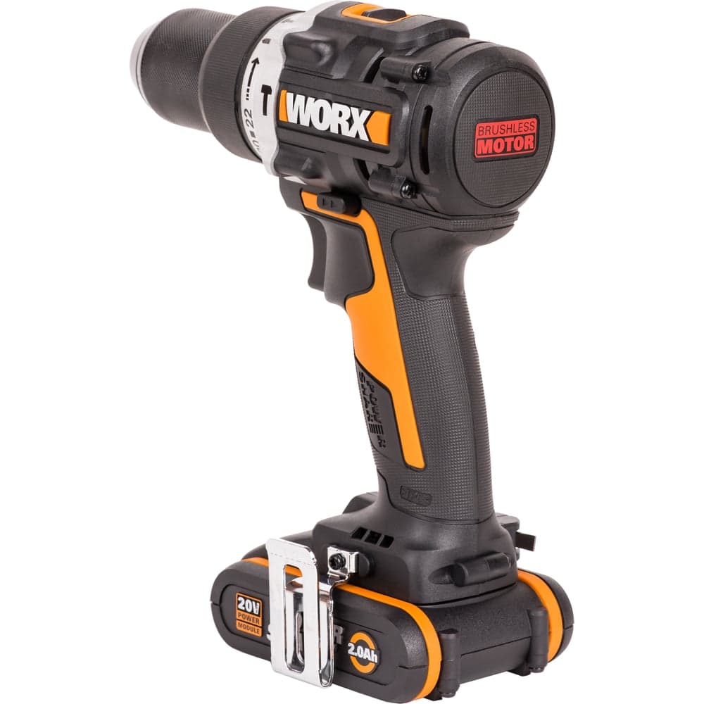 Ударная аккумуляторная дрель-шуруповерт WORX 60 Нм, 20 В, бесщеточная, 2 Ач x 2, ЗУ 2 А, кейс WX352 — фото 3