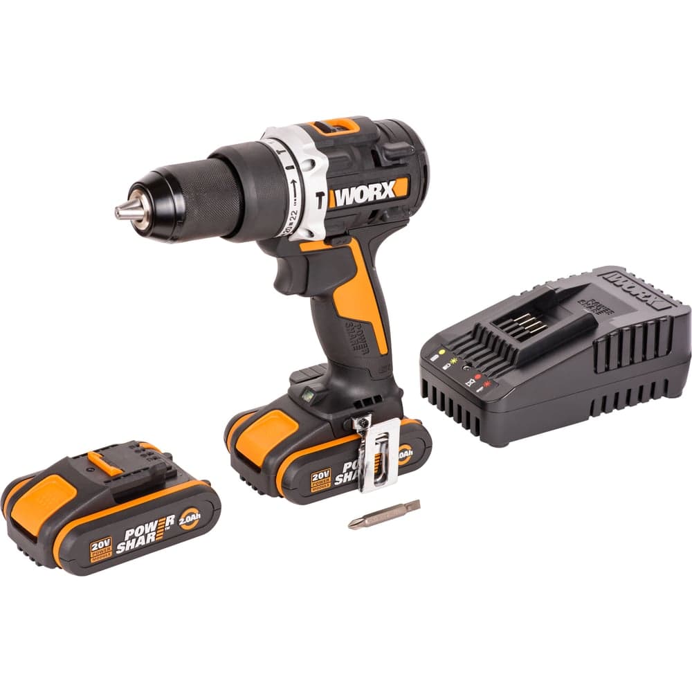 Ударная аккумуляторная дрель-шуруповерт WORX 60 Нм, 20 В, бесщеточная, 2 Ач x 2, ЗУ 2 А, кейс WX352 — фото 8