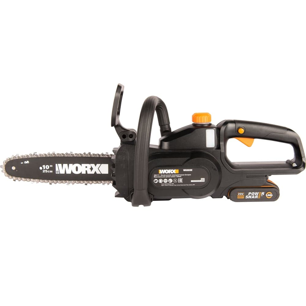 Аккумуляторная цепная пила WORX 20в, 25 см, 2ач х1 и зу 2а WG322E.1 — фото 7