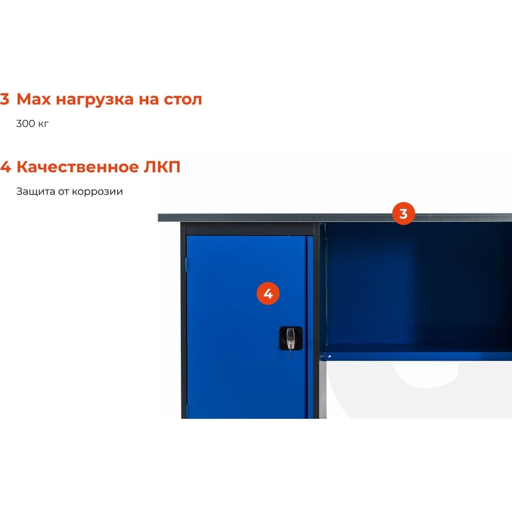 Верстак с драйвером и тумбой 1900x685x850 Gigant ВДТ(Россия), нагрузка 300кг, столешница 25мм МДФ, G-ВДТ-1.9 — фото 4