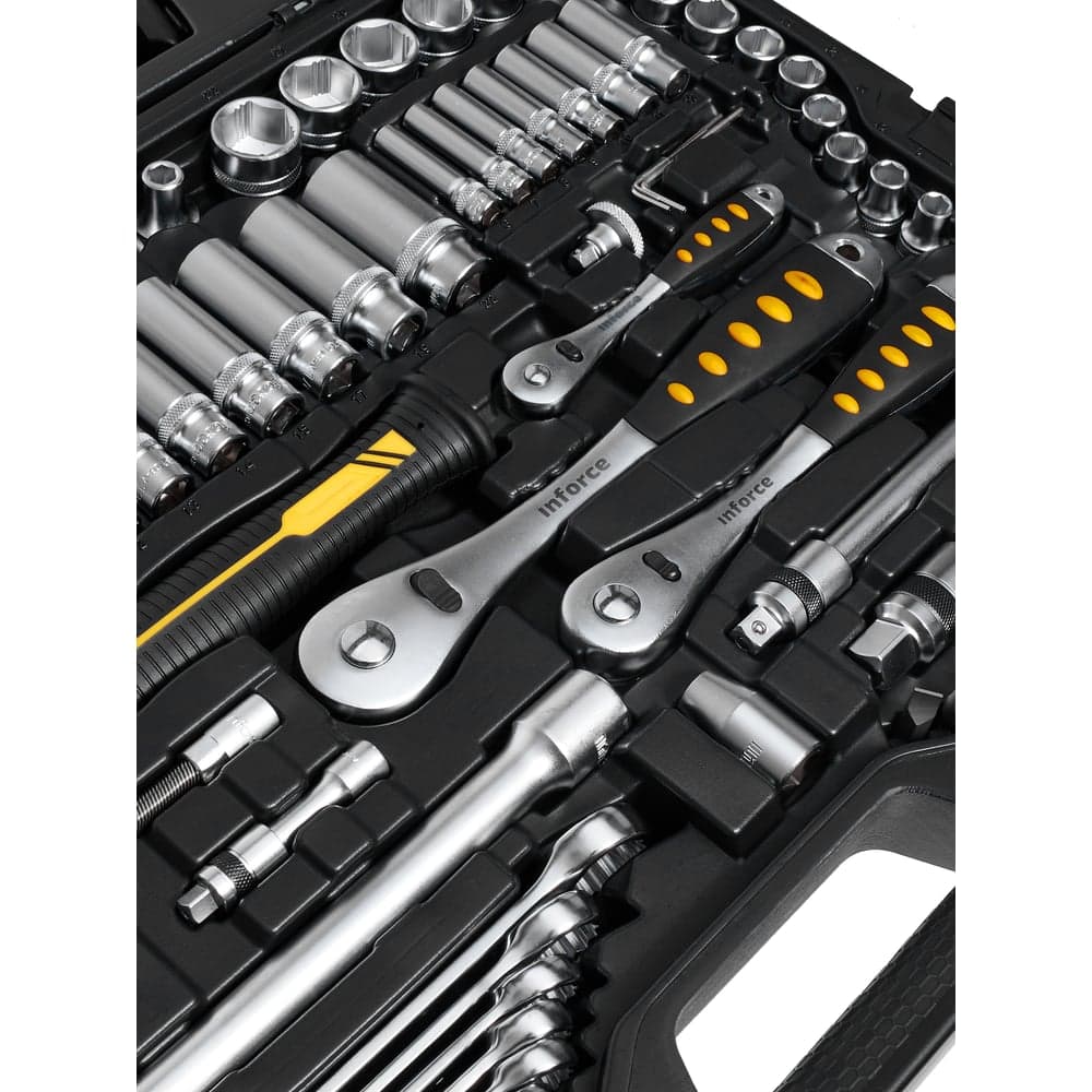 Набор инструментов Inforce 150 предметов 1/2" & 3/8" & 1/4", Сталь Cr-V, Сталь Cr-V, Профессиональный, 06-07-21 — фото 23
