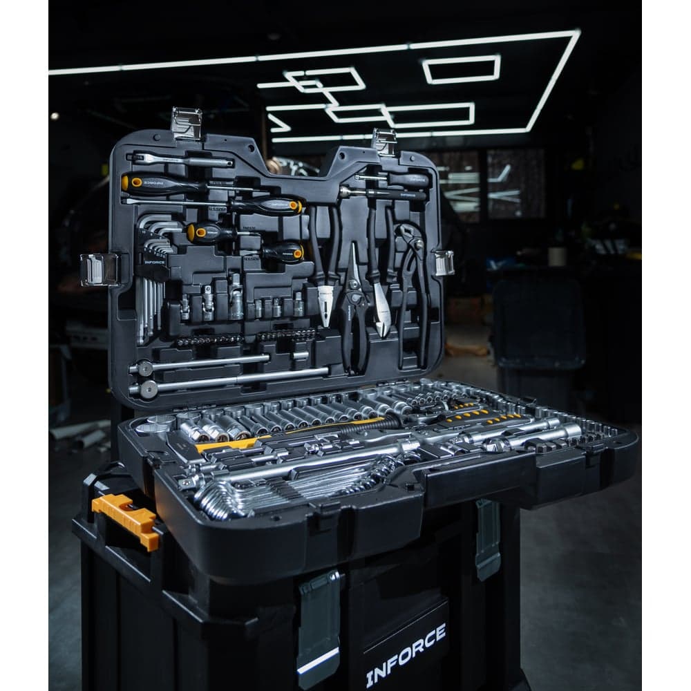 Набор инструментов Inforce 150 предметов 1/2" & 3/8" & 1/4", Сталь Cr-V, Сталь Cr-V, Профессиональный, 06-07-21 — фото 4