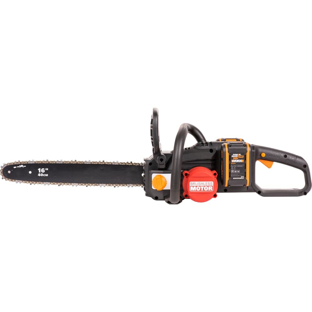 Аккумуляторная цепная пила WORX NITRO , 40В 40см бесщеточная, 4.0Ач х2, ЗУ 2А, коробка WG385E — фото 1