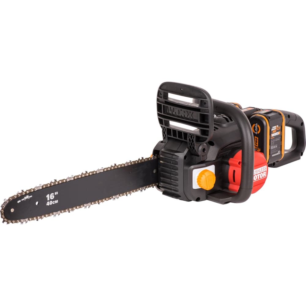 Аккумуляторная цепная пила WORX NITRO , 40В 40см бесщеточная, 4.0Ач х2, ЗУ 2А, коробка WG385E — фото 3