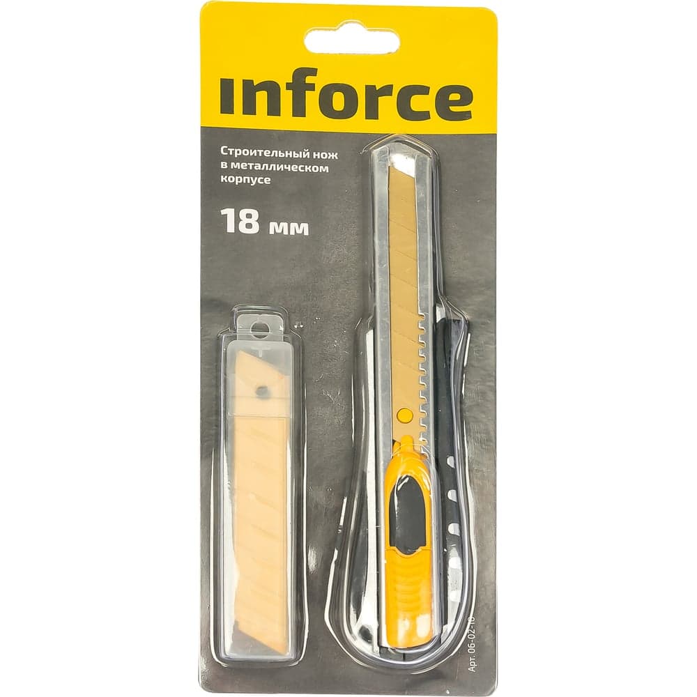 Строительный нож 18 мм в металлическом корпусе Inforce 06-02-10 — фото 9