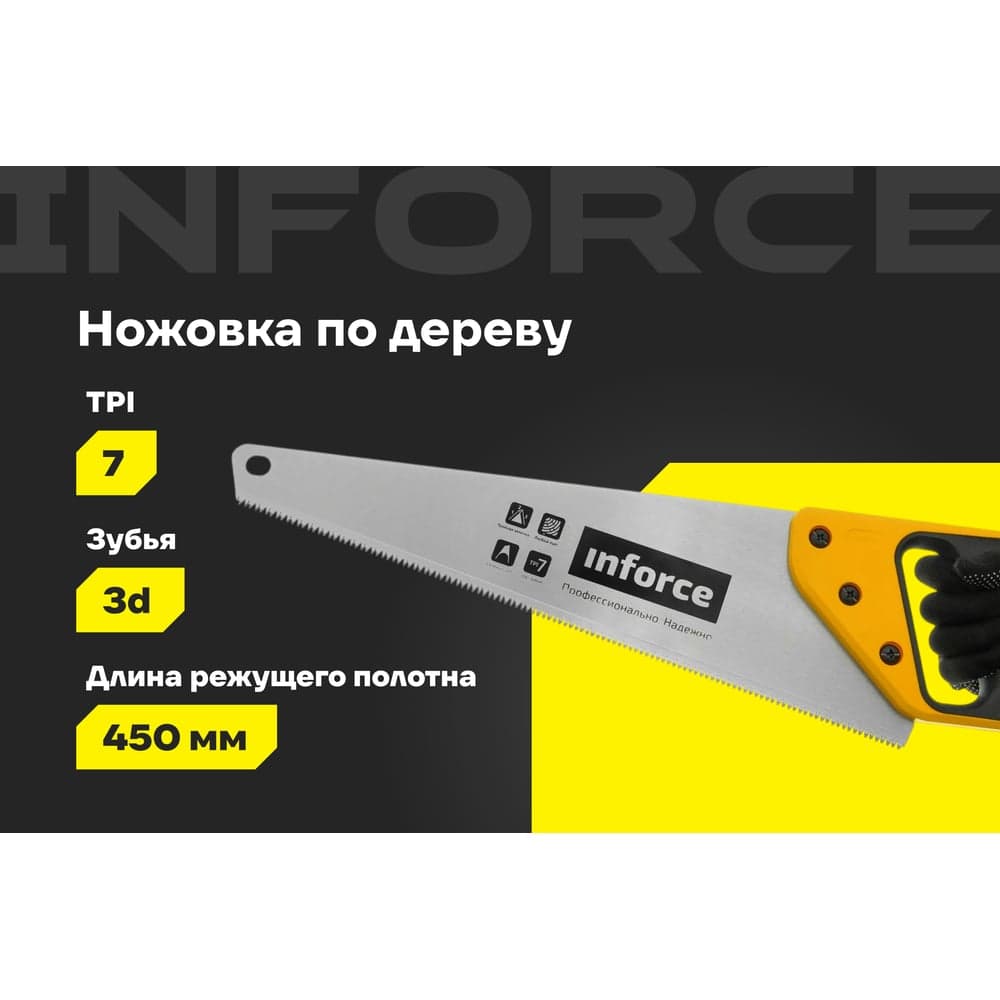 Ножовка по дереву Inforce 450 мм 06-08-17 — фото 2