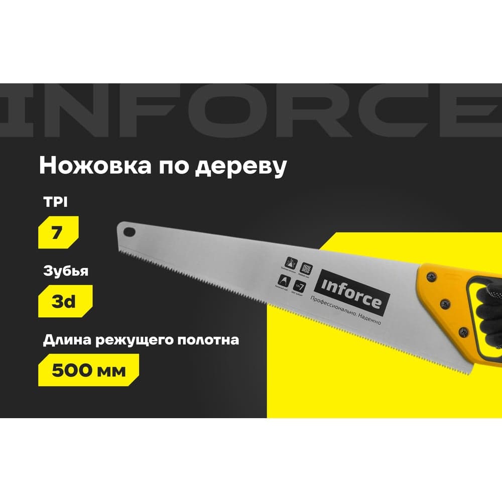 Ножовка по дереву Inforce 500 мм 06-08-18 — фото 2