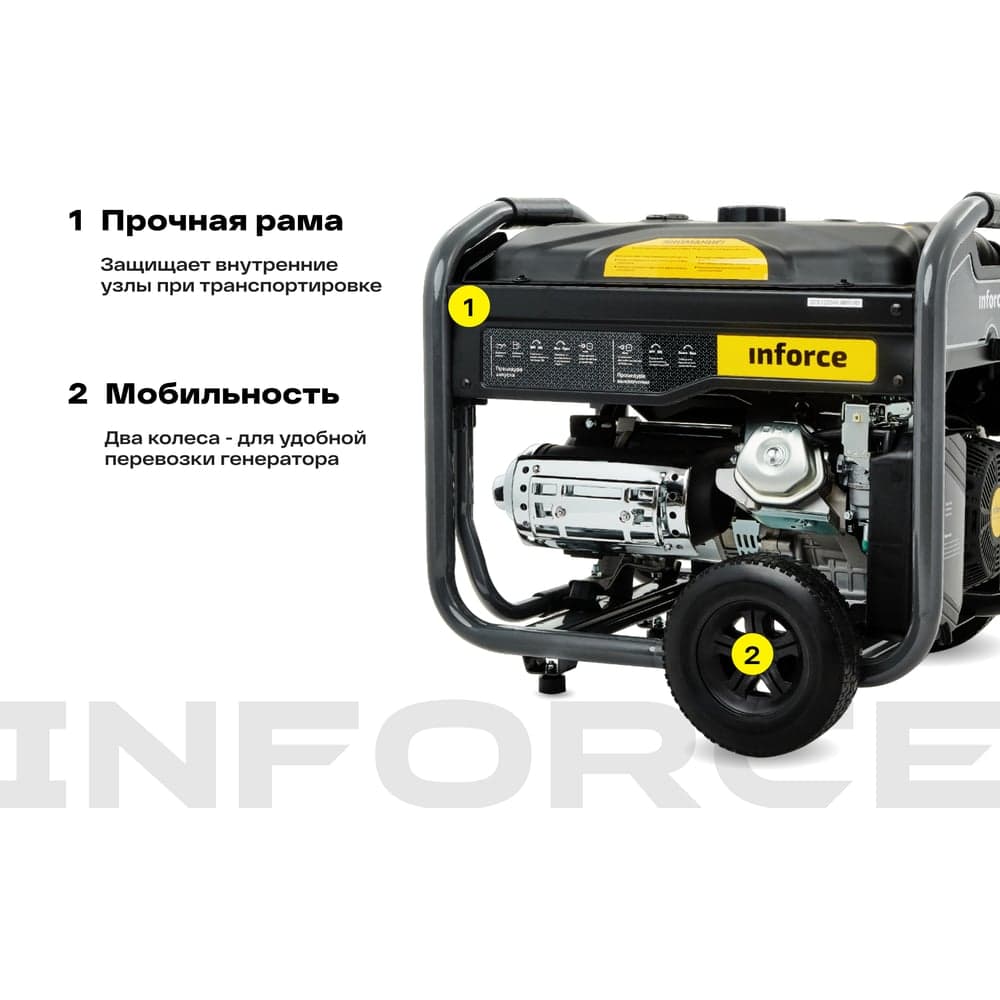 Бензиновый генератор (7,5 кВт; эл.стартер; ATS, колёса и ручки) Inforce GL 7500 04-03-17 — фото 4