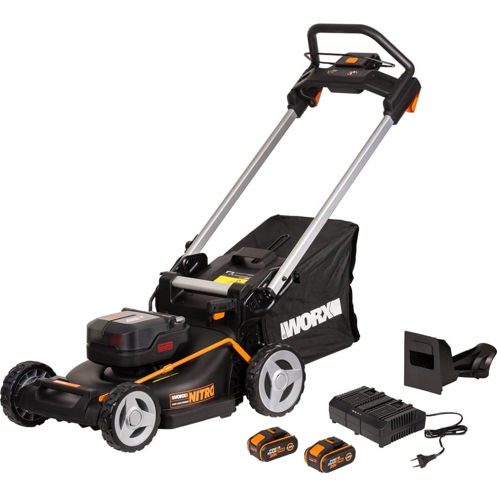 Аккумуляторная газонокосилка WORX 46 см, бесщеточная, 40В, 4Ач х2, ЗУ 2А х2, коробка WG748E — фото 2