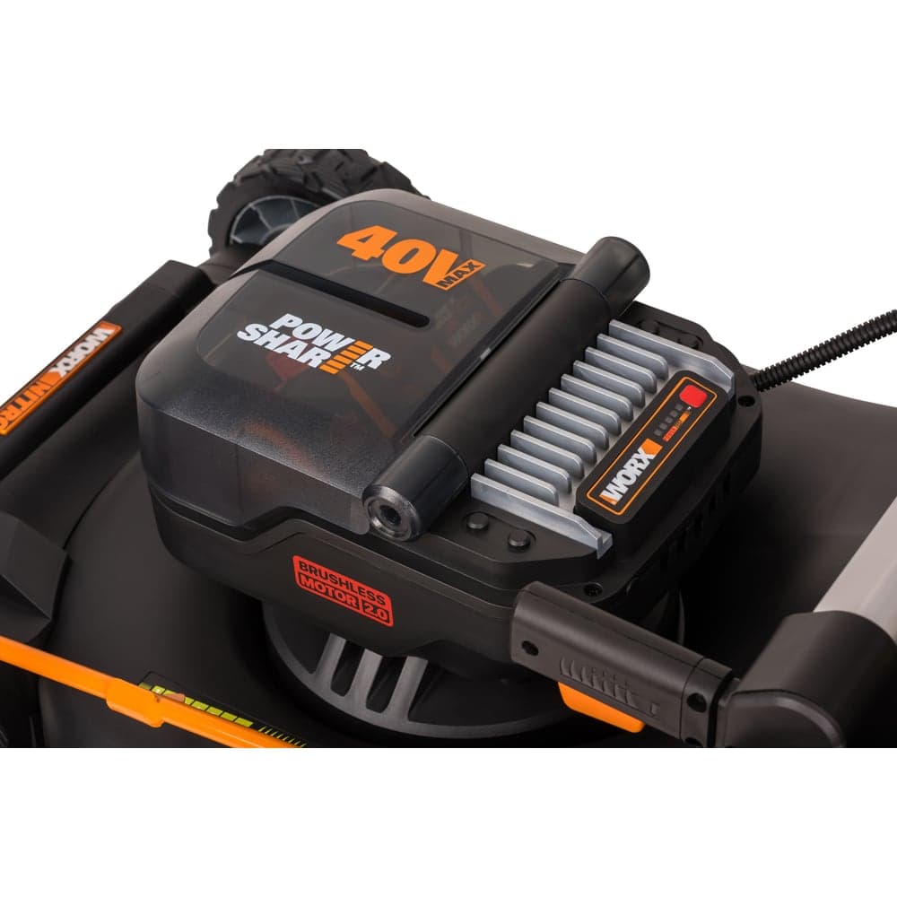Аккумуляторная газонокосилка WORX 46 см, бесщеточная, 40В, 4Ач х2, ЗУ 2А х2, коробка WG748E — фото 5