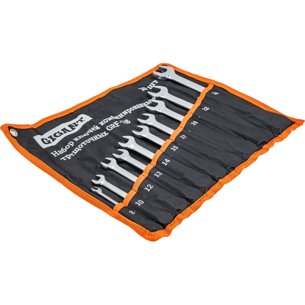 Набор комбинированных трещоточных ключей 10 шт Gigant, Сталь Cr-V, 8-24мм, grf-118 — фото 5
