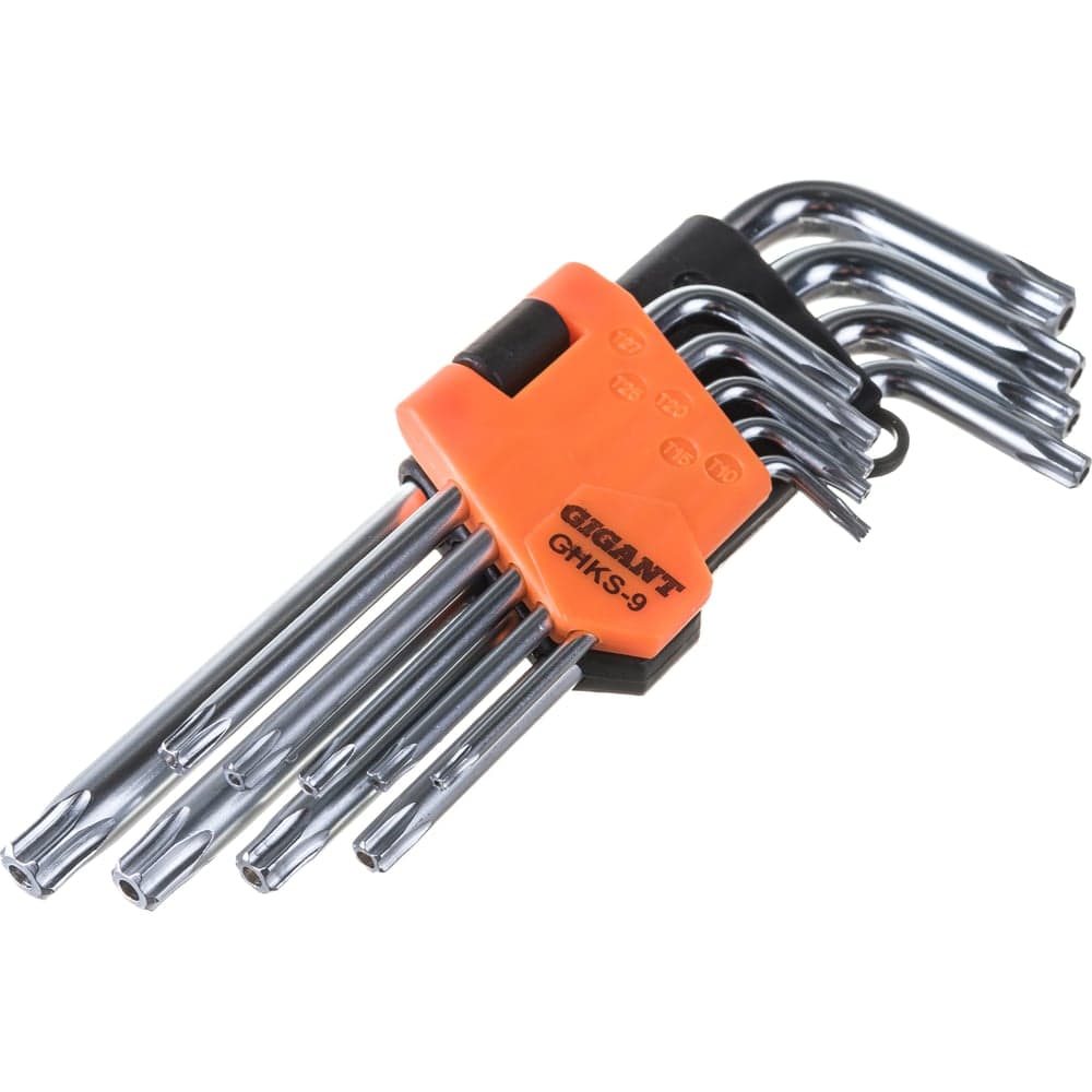 Набор шестигранных ключей TORX с отверстием 9 шт Gigant, Т10-Т50, GHKS-9