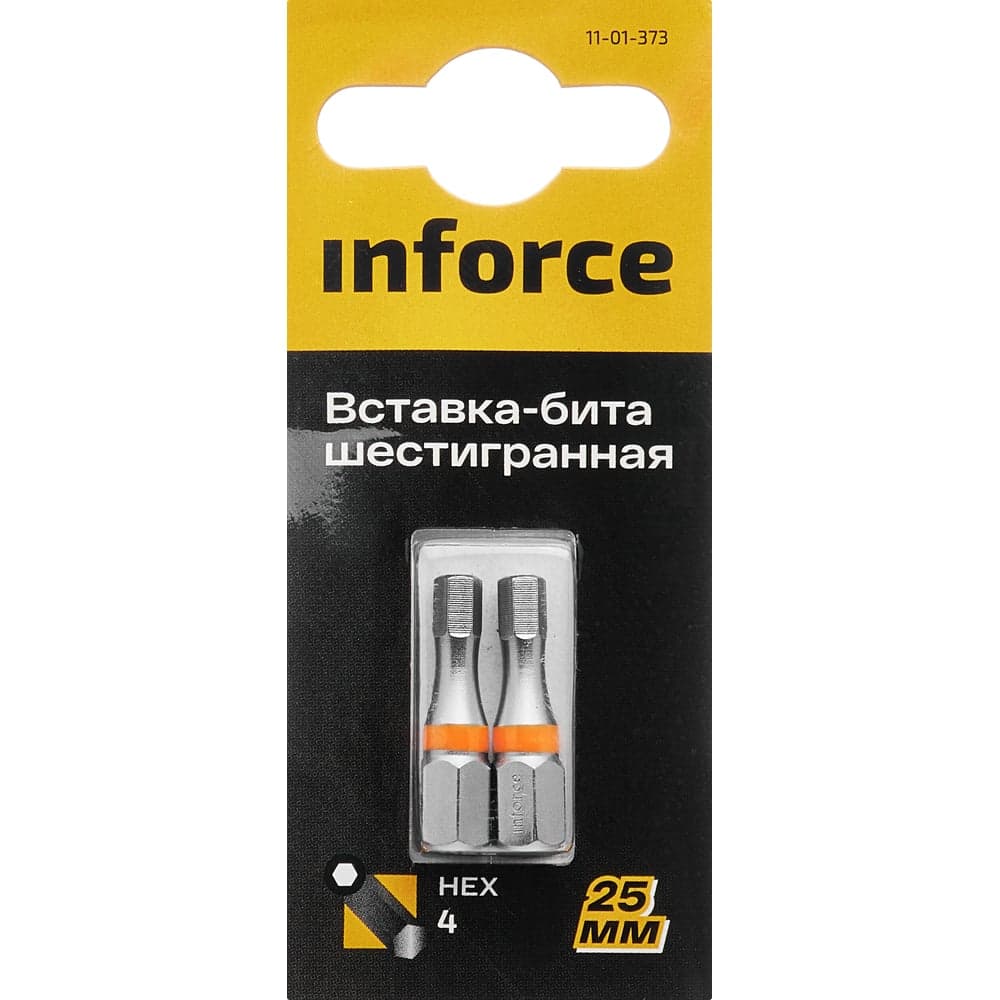 Вставка-бита шестигранная (2 шт; HEX4; 25 мм) Inforce 11-01-373 — фото 2