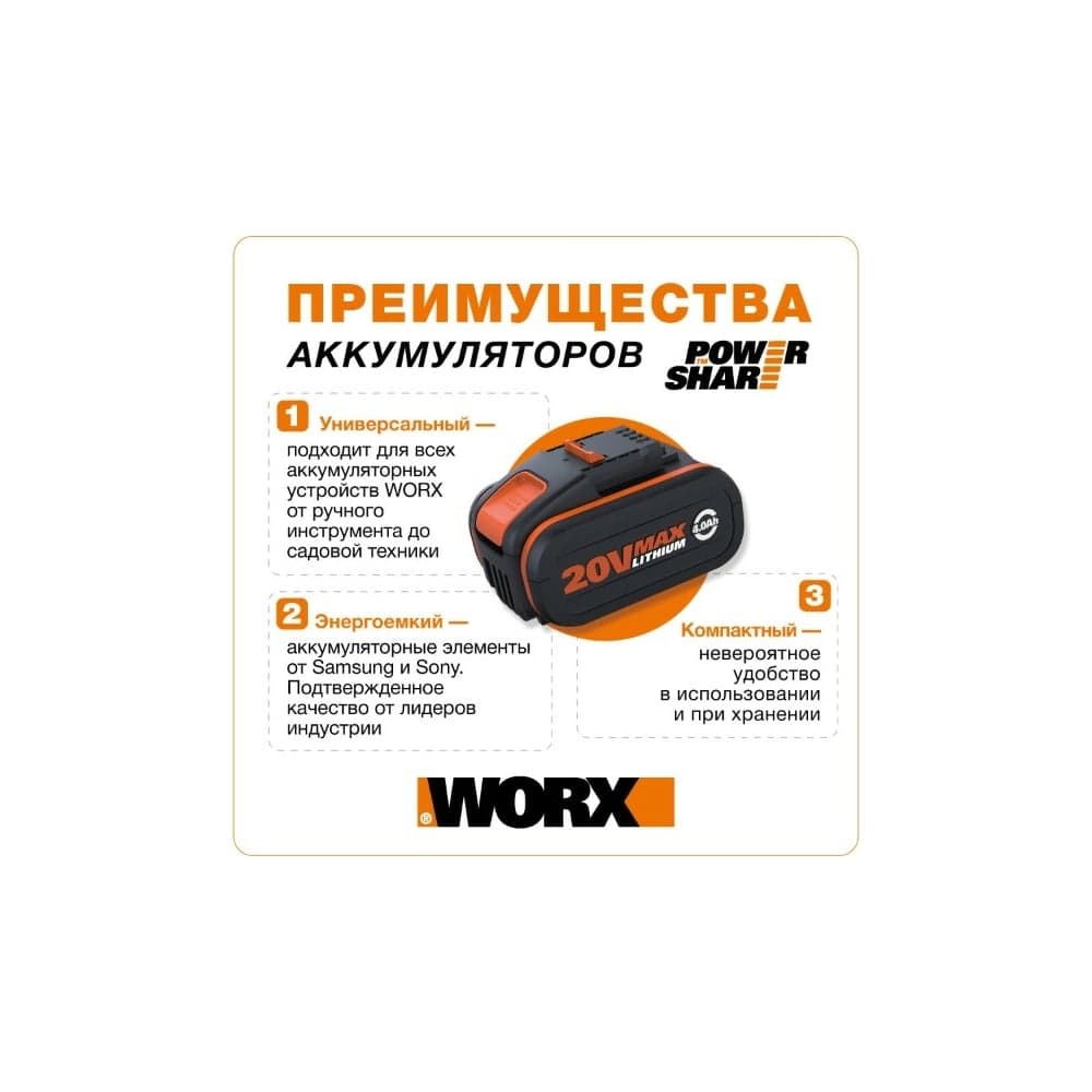 Аккумуляторный триммер WORX 1х1.5 Ач и ЗУ WG157E — фото 10