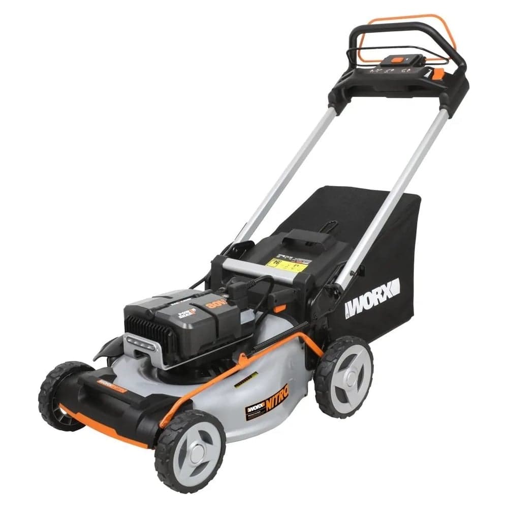 Аккумуляторная самоходная газонокосилка WORX 80В 51см, бесщеточная, 4Ач х4, BASECAMP 4x1А, коробка WG761E — фото 2