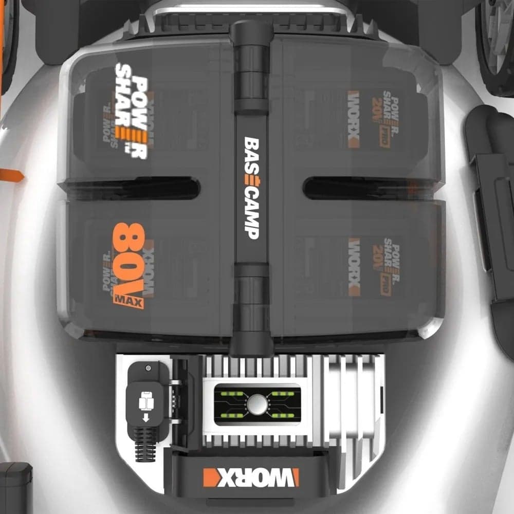 Аккумуляторная самоходная газонокосилка WORX 80В 51см, бесщеточная, 4Ач х4, BASECAMP 4x1А, коробка WG761E — фото 8