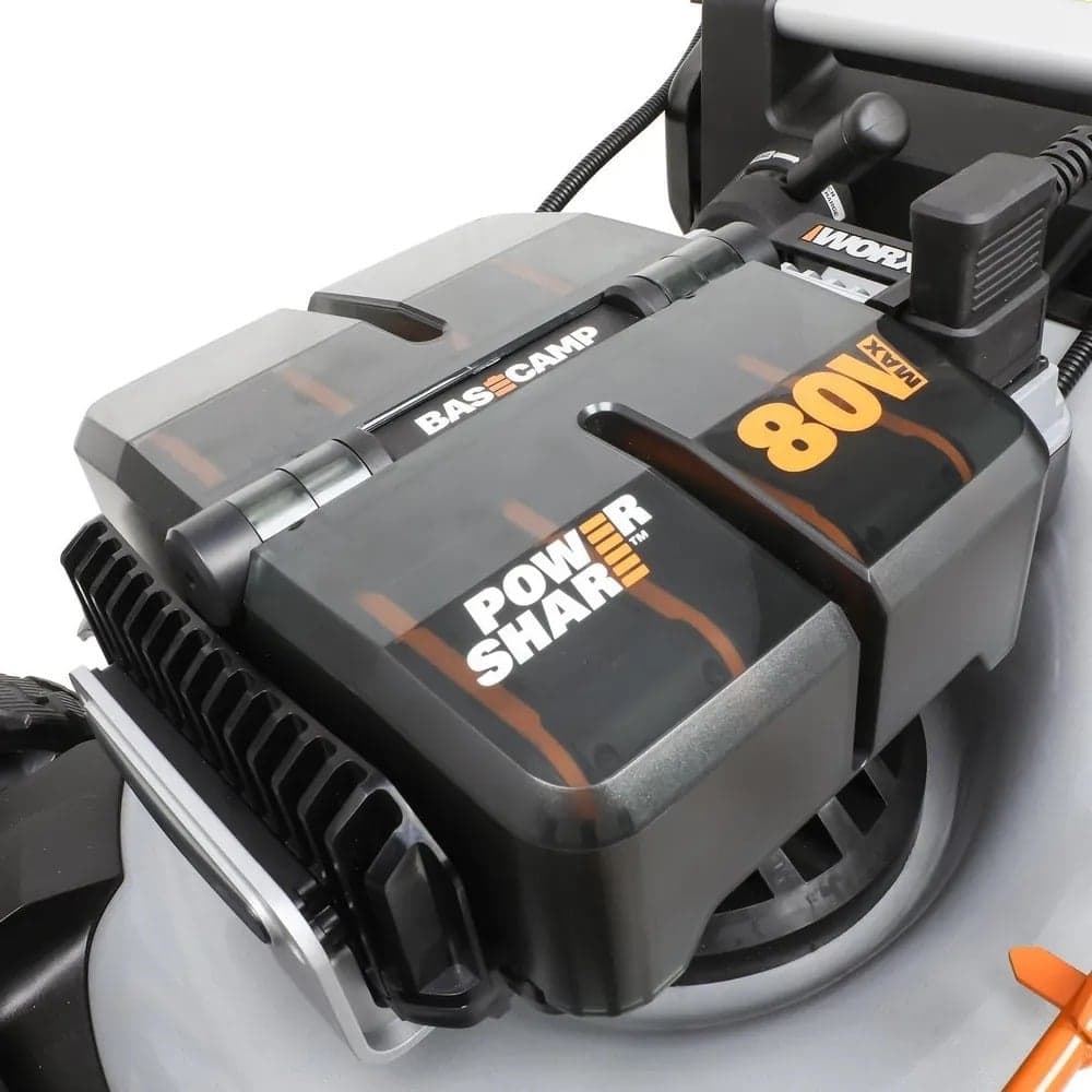 Аккумуляторная самоходная газонокосилка WORX 80В 51см, бесщеточная, 4Ач х4, BASECAMP 4x1А, коробка WG761E — фото 9