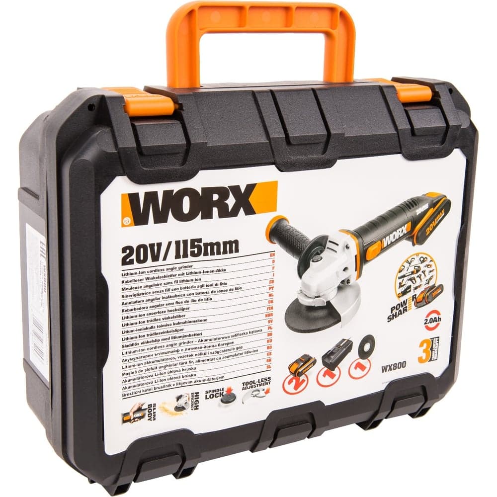Аккумуляторная угловая шлифмашина WORX кейс WX800 — фото 8