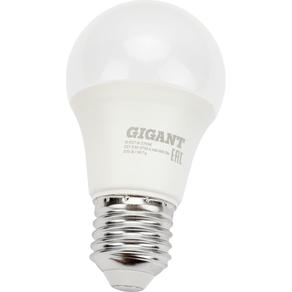 Светодиодная лампа Gigant E27 8Вт 2700К А60 600Лм G-E27-8-2700K
