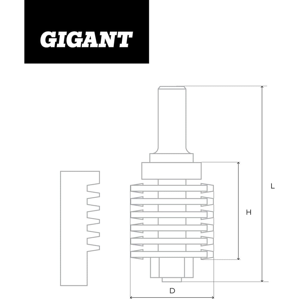 Фреза микрошиповая D42 мм, H38 мм, хвостовик 12 мм Gigant GC-0030 — фото 8