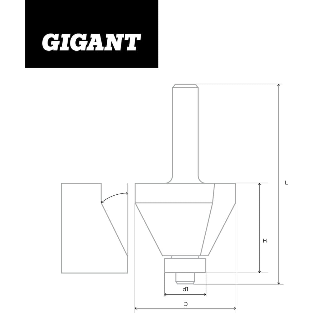 Фреза кромочно конусная D30.2 мм, H13 мм, ?45, хвостовик 8 мм Gigant GC-0013 — фото 7