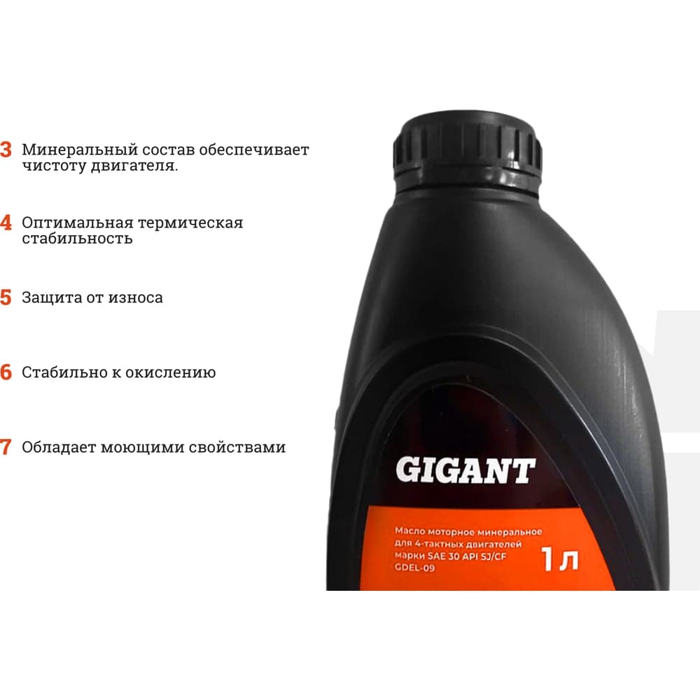 Масло 4-х тактное SAE 30 1 л Gigant GDEL-09 — фото 4