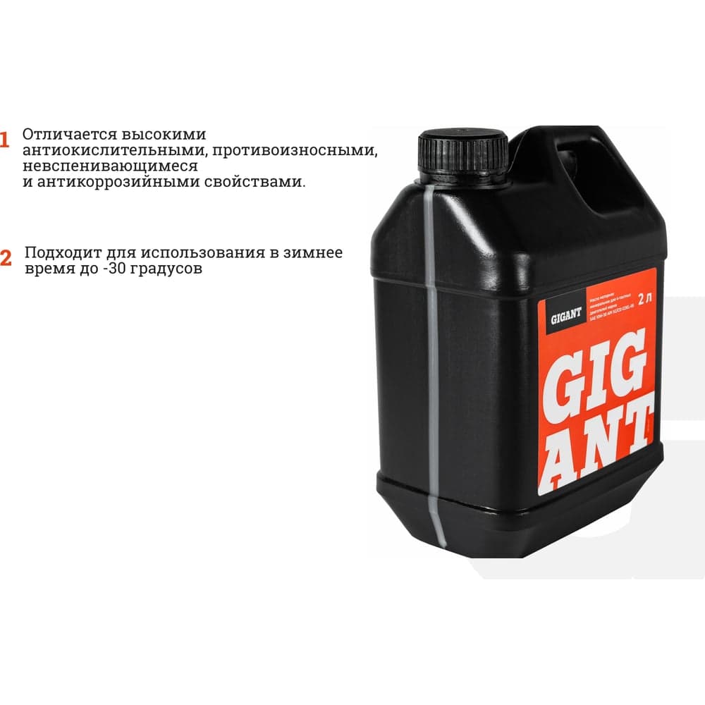 Масло 4-х тактное 10W30 2 л Gigant GDEL-05 — фото 3