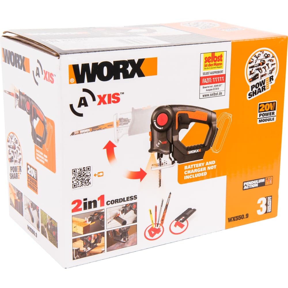 Аккумуляторный лобзик/сабельная пила WORX Axis WX550.9 — фото 14
