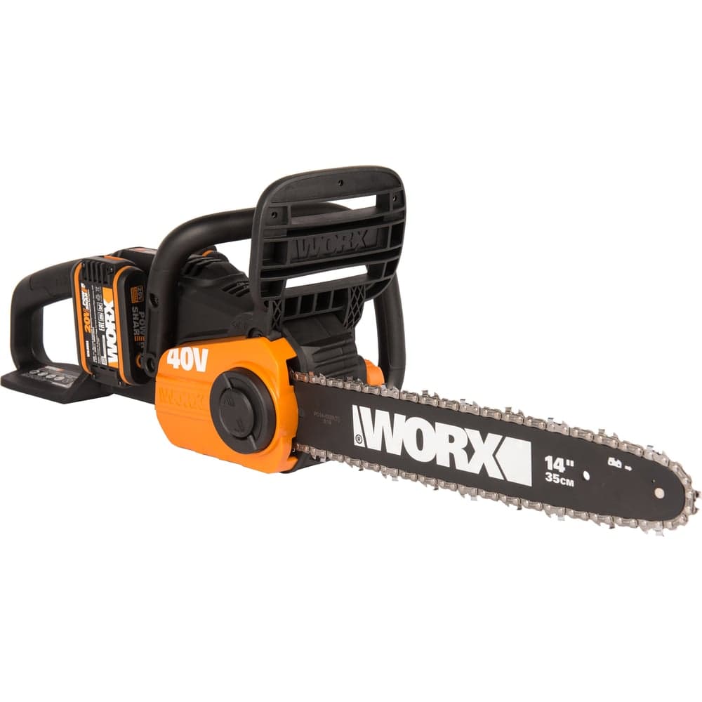 Бесщеточная цепная аккумуляторная пила WORX 40 В, 2х2.0 А*ч, двойное ЗУ 2x2A WG384E — фото 6