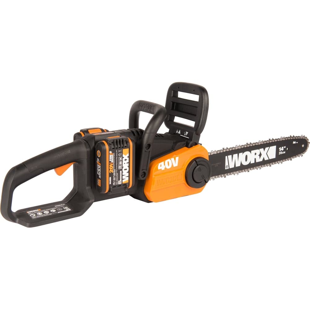 Бесщеточная цепная аккумуляторная пила WORX 40 В, 2х2.0 А*ч, двойное ЗУ 2x2A WG384E — фото 8