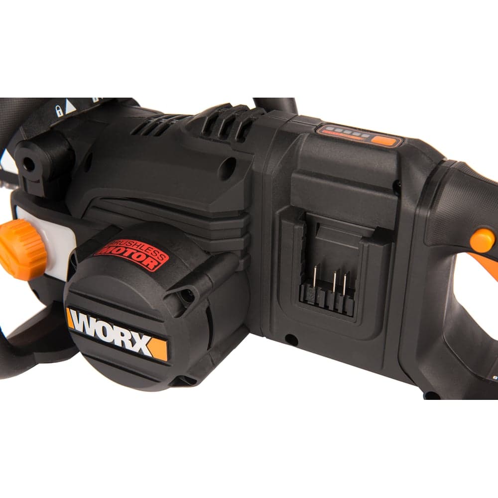 Бесщеточная цепная аккумуляторная пила WORX 40 В, 2х2.0 А*ч, двойное ЗУ 2x2A WG384E — фото 14