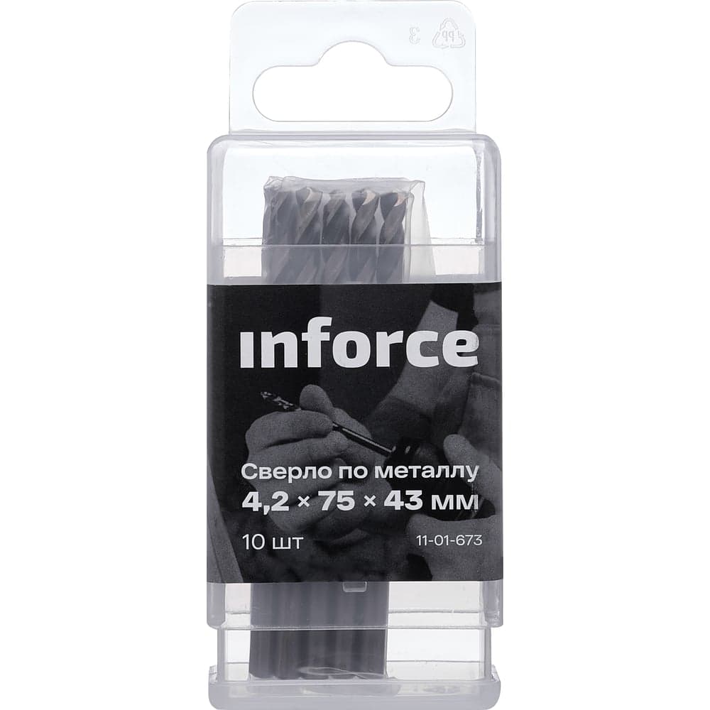 Сверло по металлу HSS-G (10 шт; 4.2х75х43) Inforce 11-01-673 — фото 2