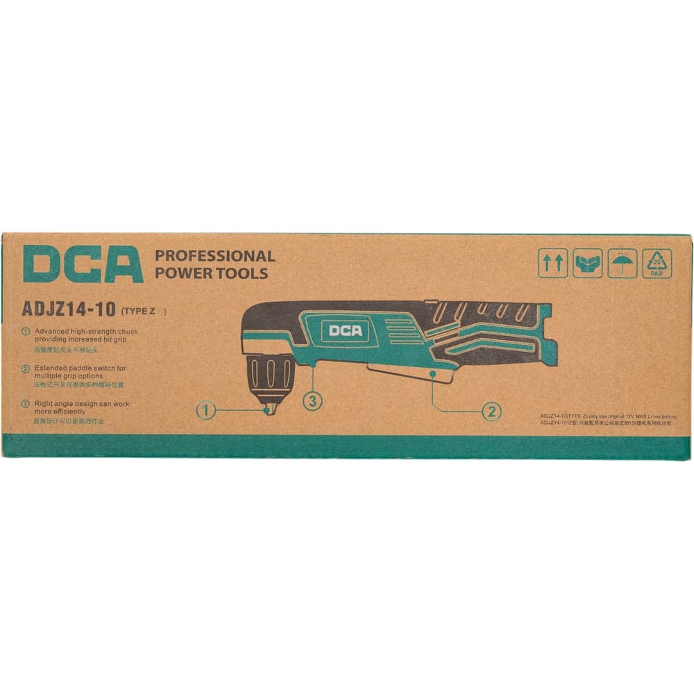 Аккумуляторная угловая дрель DCA без аккумулятора и ЗУ ADJZ14-10 (TYPE Z) — фото 8