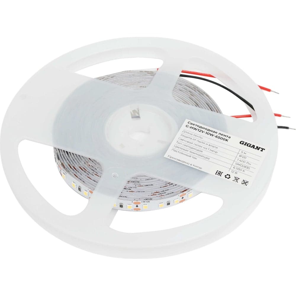 Светодиодная лента Gigant 5м, IP20, 1400Лм, SMD2835, 6500К G-HW12V-10W-6500K — фото 3