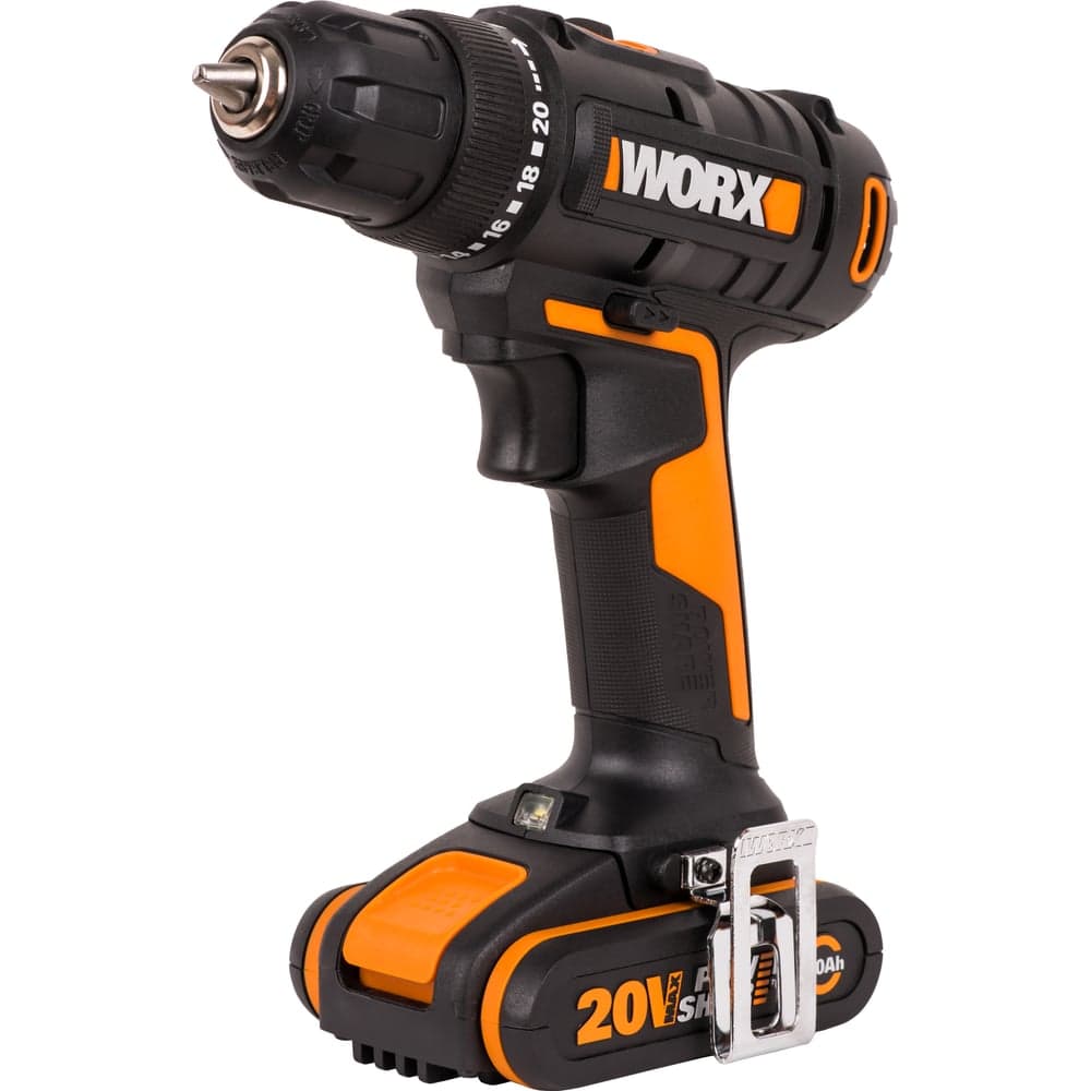 Дрель-шуруповерт аккумуляторная WORX 20В, 2Ач х2, ЗУ 0,4А, сумка WX100.2 — фото 1