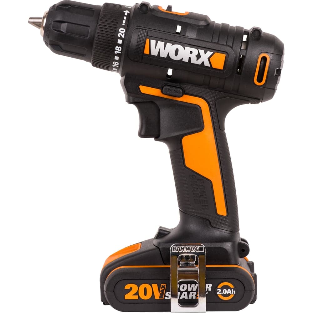 Дрель-шуруповерт аккумуляторная WORX 20В, 2Ач х2, ЗУ 0,4А, сумка WX100.2 — фото 5