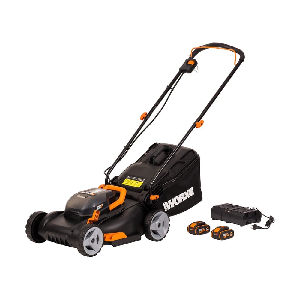 Аккумуляторная газонокосилка WORX 2х20В, 2 АКБ 4 А*ч, двойное ЗУ WG743E — фото 5