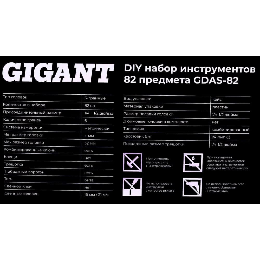 Набор инструментов Gigant DIY 82 предмета GDAS-82 — фото 10