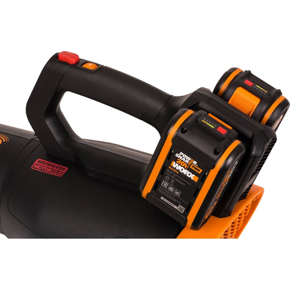 Воздуходувка аккумуляторная бесщеточная WORX 40В, 4 Ач х2, двойное ЗУ 2x1A WG581E — фото 6