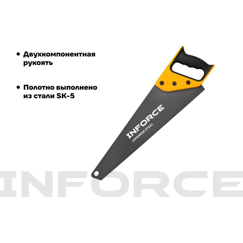 Ножовка по дереву Inforce 11-12 TPI, 450 мм 06-08-30 — фото 3