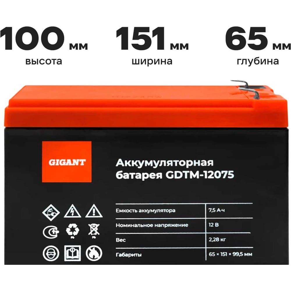 Аккумуляторная батарея Gigant GDTM-12075 — фото 4