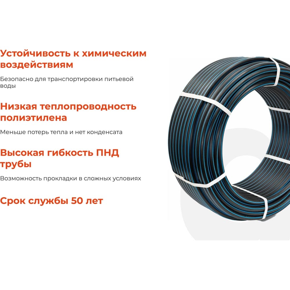Питьевая напорная труба Gigant ПНД 20х2,0 SDR11 (ПЭ100, 16 атм), бухта 100 м GLPP-01 — фото 3