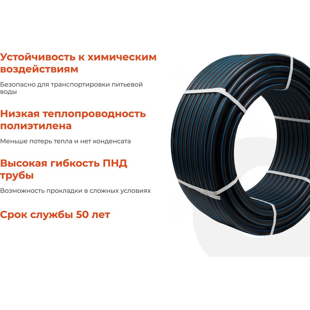 Питьевая напорная труба Gigant ПНД 25х2,3 SDR11 (ПЭ100, 16 атм), бухта 100 м GLPP-05 — фото 3