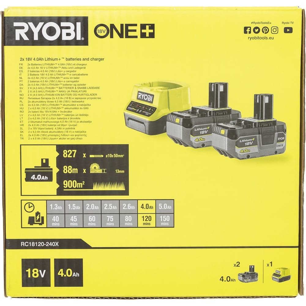 Набор 2xRB1840X + RC18120 RC18120-240X (18В; 4 Ач)  Ryobi 5133005092 — фото 15