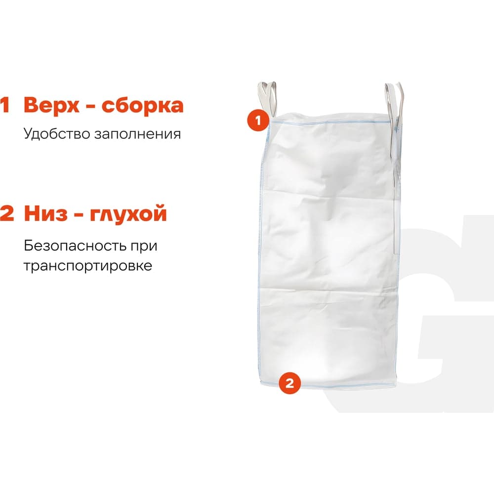Биг-бэг 95x95x180 4стропы, верх-сборка, низ-глухой 25шт Gigant G-30-06-019 — фото 3