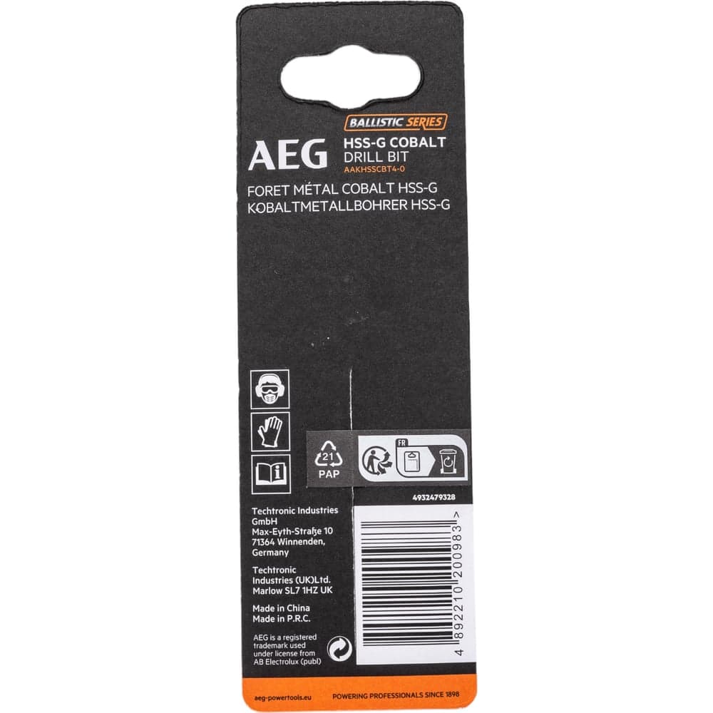 Сверло по металлу HSS-Co (4х43х75 мм) AEG AAKHSSCBT4-0 4932479328 — фото 3