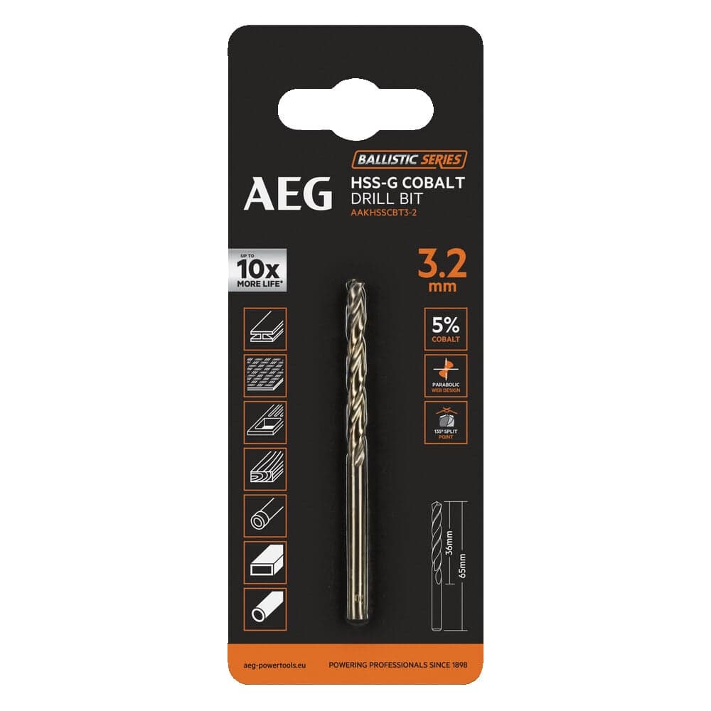 Сверло по металлу HSS-Co (3.2х36х65 мм) AEG AAKHSSCBT3-2 4932479326