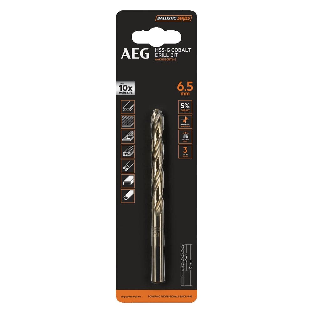 Сверло по металлу HSS-Co (6.5х63х101 мм) AEG AAKHSSCBT6-5 4932479335