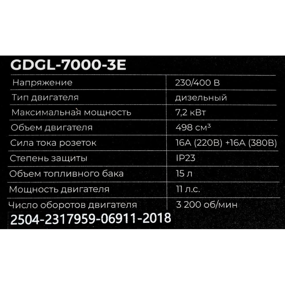 Дизельный трехфазный генератор Gigant GDGL-7000-3E — фото 15